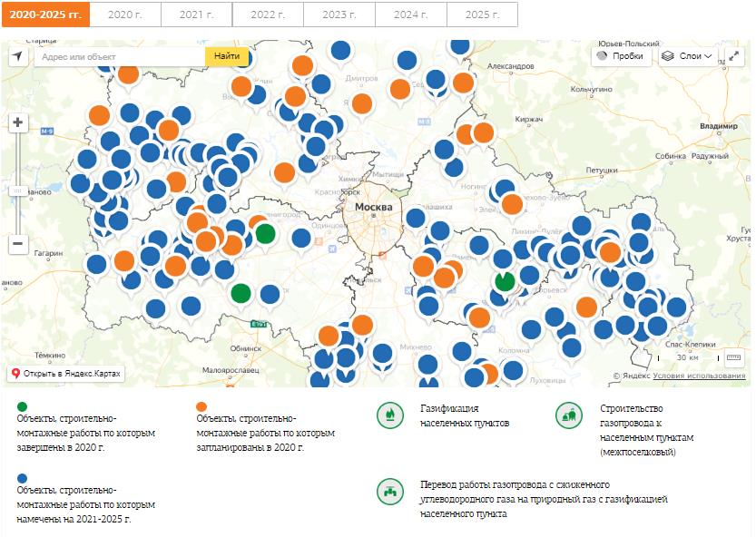 Карта газификации московской области по деревням